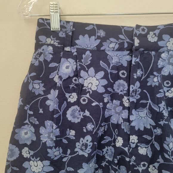 MNG Sz 8 Palermo 330 Shorts Floral Blue Linen Cotton Coastal Beachy Vacation NWT - Picture 9 of 12